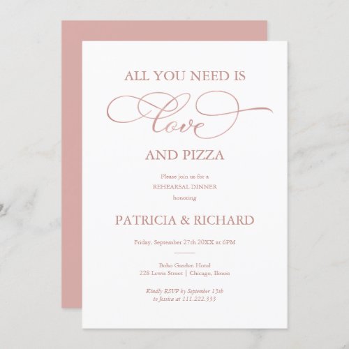 All You Need Is Love And Pizza Rehearsal Dinner Invitation