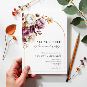 All you need is Love and pizza Rehearsal Dinner Invitation