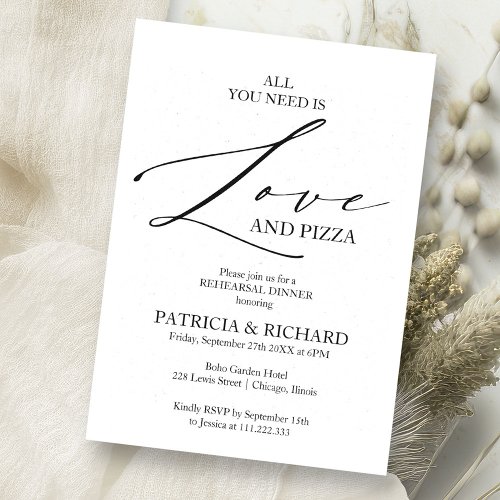 All You Need Is Love And Pizza Rehearsal Dinner Invitation