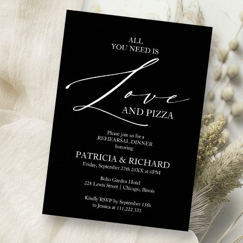 All You Need Is Love And Pizza Rehearsal Dinner Invitation