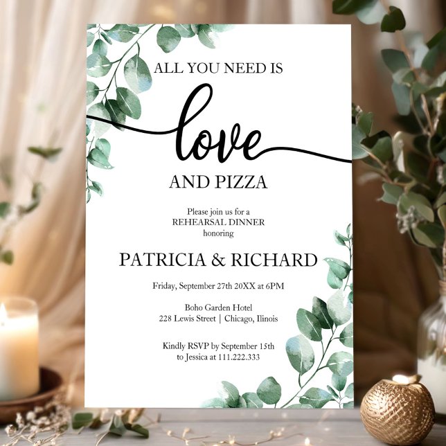 All You Need Is Love And Pizza Rehearsal Dinner Invitation (Creator Uploaded)