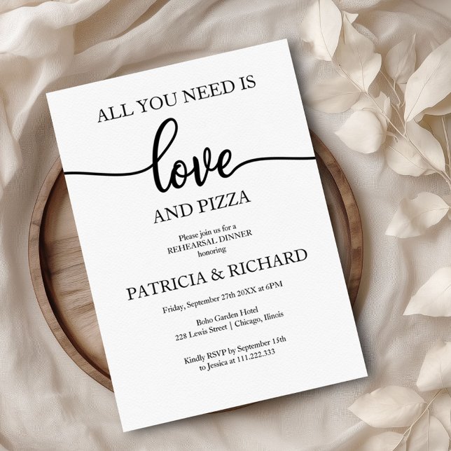 All You Need Is Love And Pizza Rehearsal Dinner Invitation (Creator Uploaded)