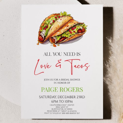 All You Need Is Love and Tacos Bridal Shower Invitation