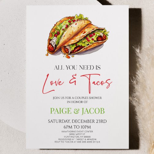 All You Need Is Love and Tacos Couples Shower Invitation