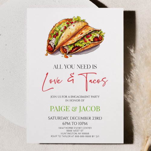 All You Need Is Love and Tacos Engagement Party Invitation