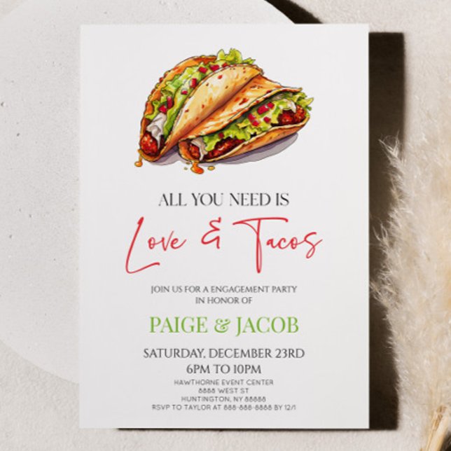 All You Need Is Love and Tacos Engagement Party Invitation (Creator Uploaded)