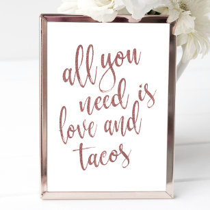 All you need is love and tacos rose gold invitation
