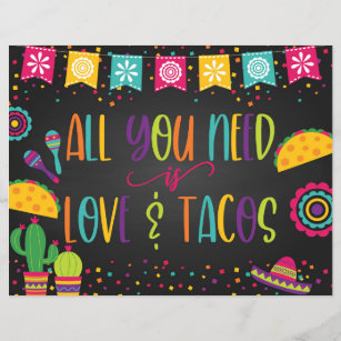 All You Need is Love and Tacos Sign - Black