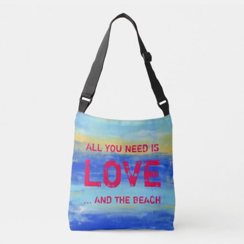 All you need is Love and the Beach _ Blue Abstract Crossbody Bag