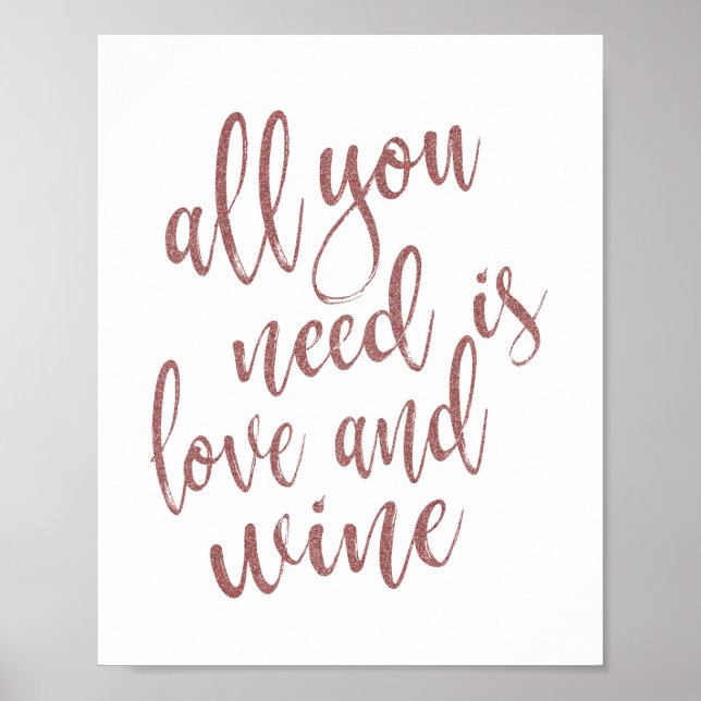 All you Need is Love and Wine Rose Gold Sign (Front)