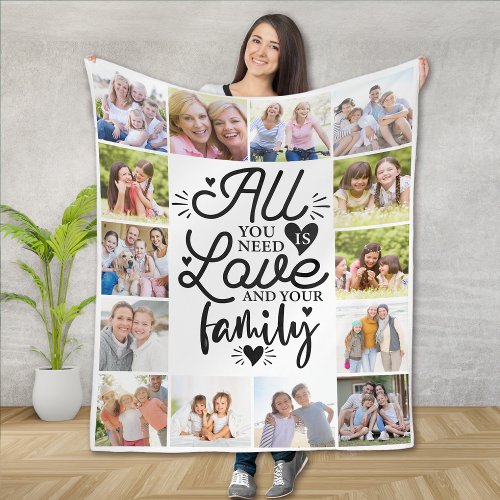 All You Need is Love And Your Family Photo Fleece Blanket