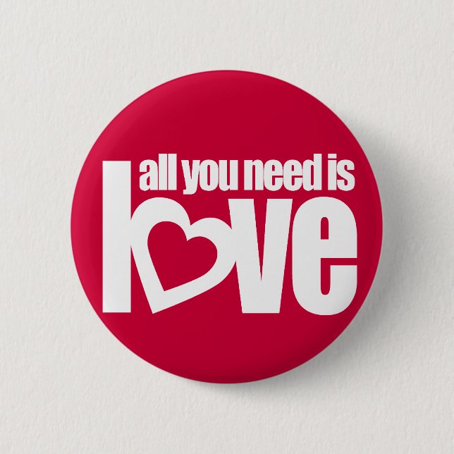 "all you need is love" button badge in red / white (Front)