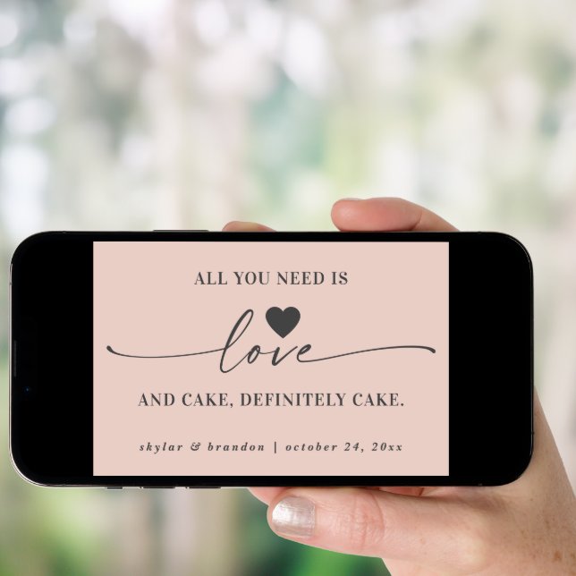 All You Need Is Love & Cake Pink Wedding Sign (Front Digital)