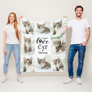 All You Need Is Love Cat Personalized 8 Pet Photo Fleece Blanket