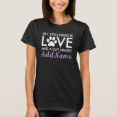 All You Need is Love Cat Personalized Purple T-Shirt (Front)