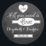 All You Need Is Love Chalkboard Wedding Collection Classic Round Sticker<br><div class="desc">All You Need Is Love Chalkboard Wedding Collection - Stickers.</div>
