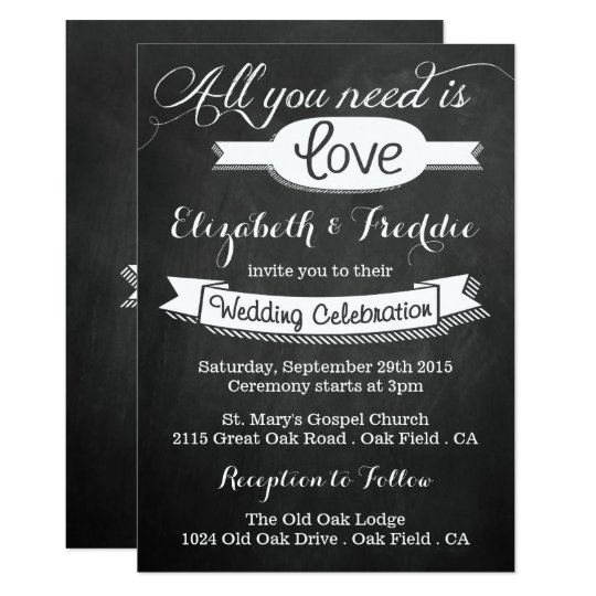 All You Need Is Love Chalkboard Wedding Collection Invitation All You Need Is Love Chalkboard Wedding Collection Invitation