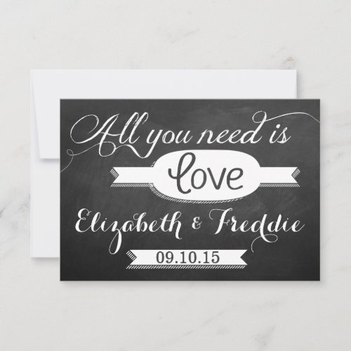 All You Need Is Love Chalkboard Wedding Collection RSVP Card