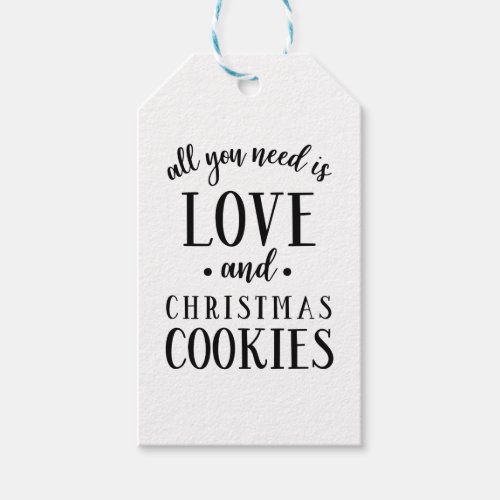 ALL YOU NEED IS LOVE  Christmas Cookies Script Gift Tags