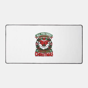 All You Need Is Love Christmas Santa Hats Hearts W Desk Mat