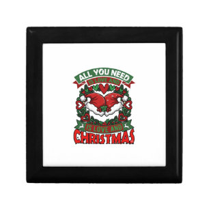 All You Need Is Love Christmas Santa Hats Hearts W Gift Box