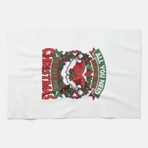 All You Need Is Love Christmas Santa Hats Hearts W Kitchen Towel