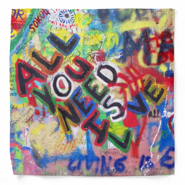 All You Need Is Love Colorful Graffiti Bandana (Front)