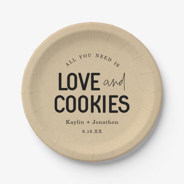 All You Need is Love & Cookies  Paper Plates (Front)