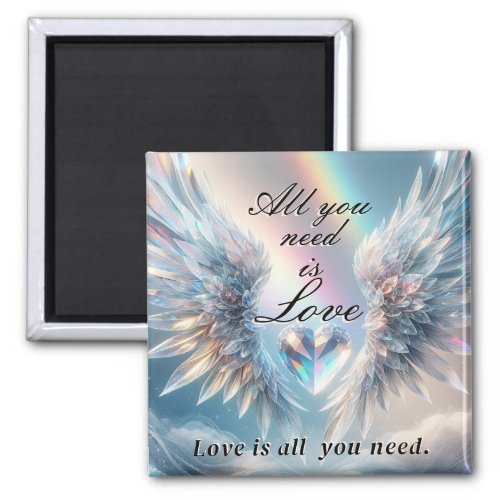All You Need is Love Crystal Heart and Wings Magnet