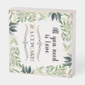 All You Need is Love &amp; Cupcake Greenery Watercolor Wooden Box Sign | Zazzle