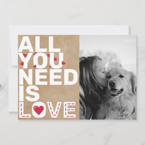 All You Need Is Love Custom Photo Collage Rustic Holiday Card