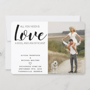 All You Need Is Love Dog Elopement Announcement