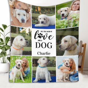 All You Need Is Love Dog Personalized 8 Pet Photo  Fleece Blanket