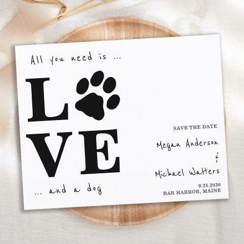 All You Need Is Love Dog Save The Date Budget QR 