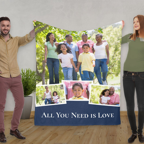 All You Need is Love Family 4 Photo Collage Blue