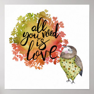 All You Need is Love Fancy Owl Poster