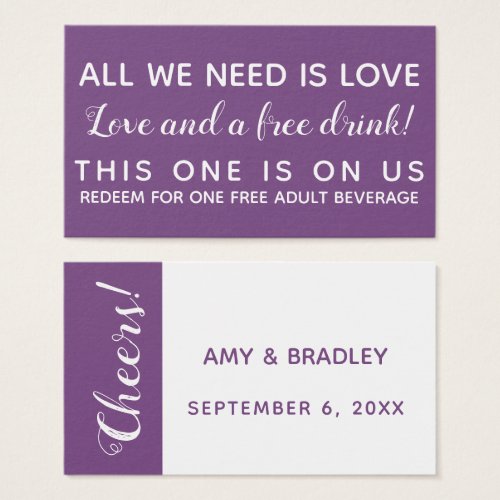 All You Need is Love Funny Drink Tickets Purple