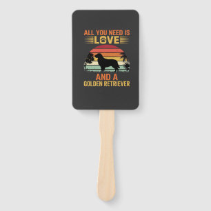 All You Need Is Love Golden Retriever Hand Fan