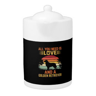 All You Need Is Love Golden Retriever Teapot