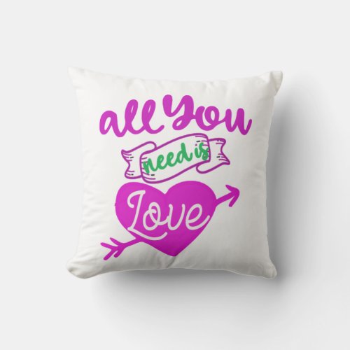 All You Need Is Love Heart Design Valentines Day Throw Pillow