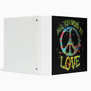 All You Need Is Love Hippie 3 Ring Binder