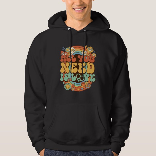 All You Need Is Love Hippie Costume Daisy Groovy R Hoodie (Front)