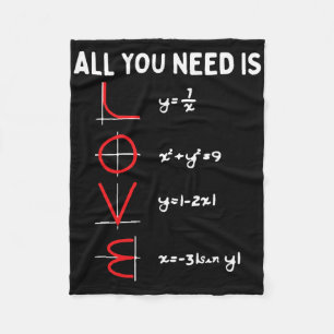 All You Need Is Love Math Valentines Day Mathemati Fleece Blanket