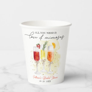 All You Need Is Love & Mimosas Bridal Shower Paper Cups