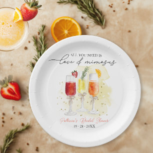 All You Need Is Love & Mimosas Bridal Shower Paper Plates