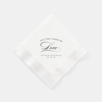 All You Need Is Love Monogram Cocktail Napkin by BanterandCharm at Zazzle