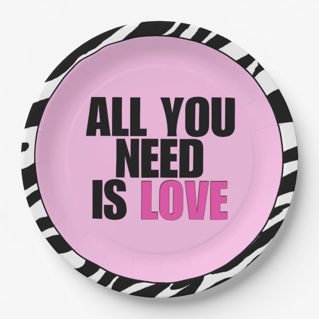 "ALL YOU NEED IS LOVE" PAPER PLATES (Front)