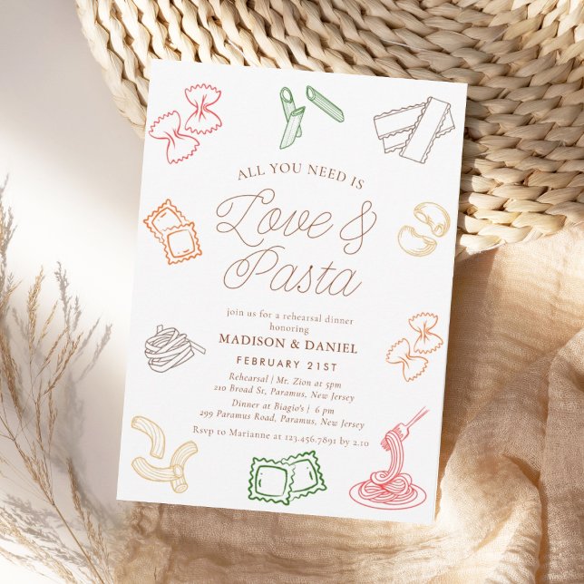 All You Need is Love & Pasta Rehearsal Dinner Invitation (Creator Uploaded)