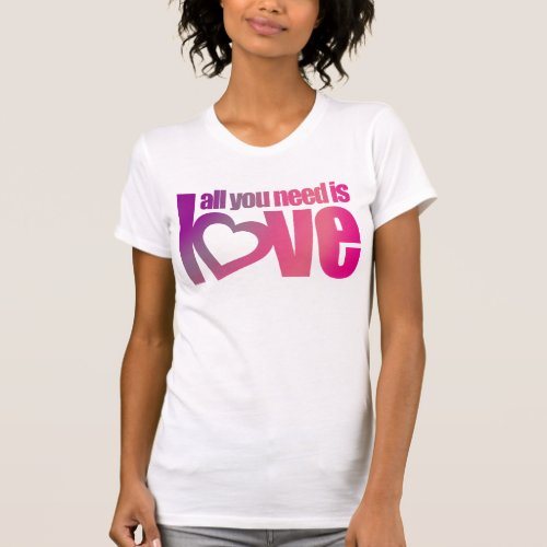 All you need is love pink purple heart text top