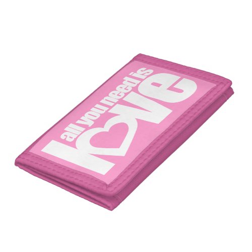 All you need is love pink tri_fold wallet